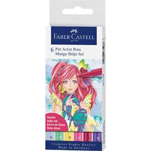 Cartoleria Bustina da 6 Pitt Artist Pen-Manga Set A Shojo, tratto B per soggetti femminili Faber-Castell