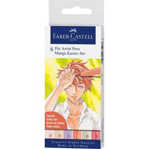 Cartoleria Bustina da 6 Pitt Artist Pen-Manga Set  Kaoiro tratto B per viso e capelli Faber-Castell