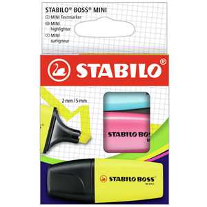 Cartoleria Evidenziatore - STABILO BOSS MINI - Astuccio da 3 - Giallo/Blu/Rosa Stabilo