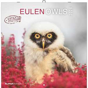 Cartoleria ALPHA EDITION - Calendario 2026 da muro, 12 mesi, 30x30 cm, Owls Alpha Edition
