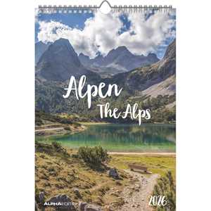 Cartoleria ALPHA EDITION - Calendario 2026 da muro, 12 mesi, 23,7x34 cm, The Alps Alpha Edition